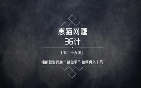 黑猫网赚36计第25计：7分钟揭秘暴利黑色产业